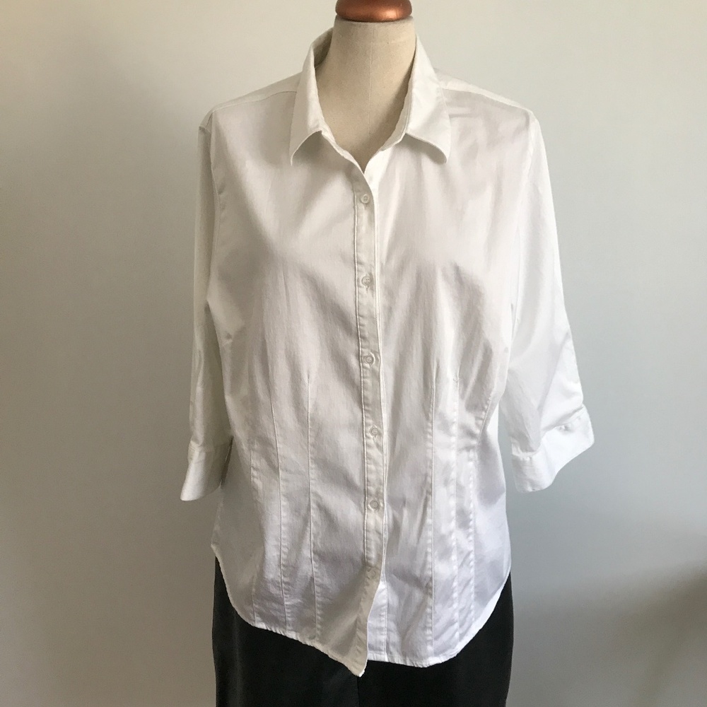 Studio Femme - White Button Up Adjusted Blouse / Top